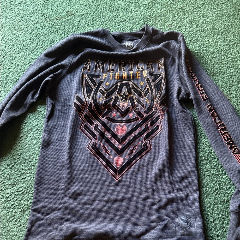 American Fighter Charcoal and Red Long Sleeve Tee